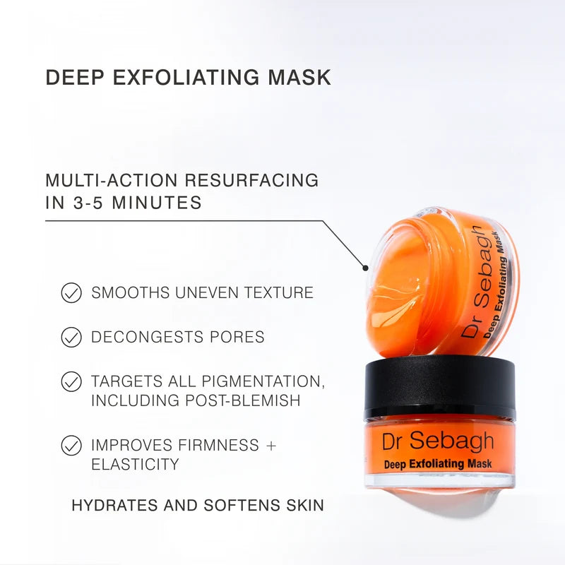 Dr Sebagh Deep Exfoliating Mask – key benefits infographic