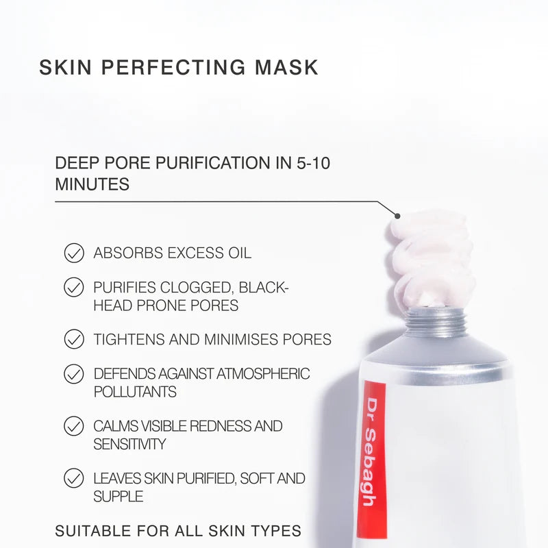 Dr Sebagh Skin Perfecting Mask – key benefits infographic